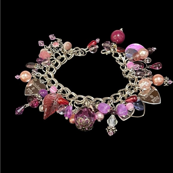 Hand made charm bracelet purple silver 50th Birthday fifty and fabulous - Picture 2 of 11